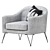 Elegant Space Gray Volda Armchair 3D model small image 1