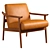 Mid-Century Show Wood Leather Chair 3D model small image 1