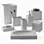 Luxury Black Bath Accessories Set 3D model small image 7