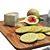 Elegant Marble & Wood Cheese Set 3D model small image 4