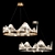 Regal Embossed Brass Chandelier 3D model small image 3