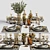 Modern Dinner Table Set 3D model small image 1