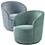 Crate and Barrel Infiniti Swivel Chair: Velvet Colors, 3D Model 3D model small image 4