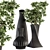Elegant Green Branch Bouquet: Black & Gold 3D model small image 1