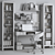 Modern Workplace Set in White: Chair, Shelving, Laptop, Lamp & Desk 3D model small image 4