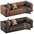 Elegant Mateo Leather Sofa 3D model small image 1