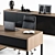 Wood and Black Manager Desk - Office Furniture 3D model small image 5