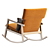 Modern Fabric Jens Risom Roker Chair 3D model small image 4