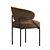 Modern Metal and Velvet Dining Chair 3D model small image 2