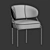 Modern Metal and Velvet Dining Chair 3D model small image 3