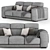 Modern Felis AJAR Sofa (2300x1080x850mm) 3D model small image 2