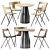 Stylish Quadra Chair and Burin Wooden Table Set 3D model small image 1
