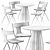 Stylish Quadra Chair and Burin Wooden Table Set 3D model small image 3