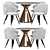 Elegant Pedestal Dining Set 3D model small image 1