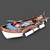 Vintage Wooden Boat: Exquisite Craftsmanship 3D model small image 2