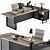 Executive Wood and Black Desk 3D model small image 1