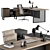 Executive Wood and Black Desk 3D model small image 2