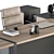 Executive Wood and Black Desk 3D model small image 4