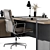 Executive Wood and Black Desk 3D model small image 6
