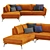 Elegant Coral Modular Sofa 3D model small image 5