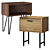 Vintage Bedside Table with Oak Veneer and Metal Legs 3D model small image 1