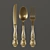 Golden Cutlery Set | 69.119 Polygons | 35.822 Vertices 3D model small image 3