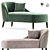 Luxurious Monroe Jade Velvet Chaise 3D model small image 1