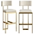 Modern Beige Brass Counter Stool 3D model small image 1