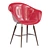 Vibrant Red Chair with Pine Legs 3D model small image 1