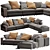 Flexform Harper Sleek Sectional 3D model small image 3