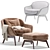 Modern Minotti BELT Armchair: 2 Set, 6 Colors 3D model small image 7