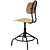 Modern Pine and Black Ergonomic Desk Chair 3D model small image 2