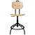 Modern Pine and Black Ergonomic Desk Chair 3D model small image 3