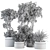 Gray Pot Indoor Plant Set 3D model small image 5