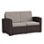 Chocolate Brown Rattan Loveseat 3D model small image 1
