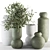 Green and Gray Vase and Plant Set 3D model small image 1