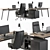 Modern Wood and Black Office Set 3D model small image 2