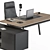 Modern Wood and Black Office Set 3D model small image 3