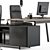 Modern Wood and Black Office Set 3D model small image 5