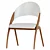 Elegant Walnut Wood & Cream Leatherette Dining Chair 3D model small image 2