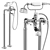 Elegant Floor-Mounted Bath Mixer 3D model small image 1