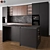 Modern Black & Wood Kitchen Set 3D model small image 5