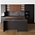 Modern Black & Wood Kitchen Set 3D model small image 7