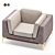 Luxury TL-3028 Armchair with Genuine Leather 3D model small image 3