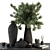 Green & Black Vase Set 3D model small image 1