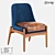 Elegant Wood and Fabric Armchair 3D model small image 1