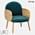 LoftDesigne Armchair: Stylish Wood, Fabric, and Rattan Blend 3D model small image 1