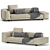 Sleek Minotti Roger Sofa 3D model small image 2