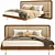 Modern Wooden Bed with Canaletta Walnut Frame and Upholstered Headboard 3D model small image 2