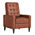 Modern Recliner Armchair in Leather and Grey Fabric 3D model small image 2